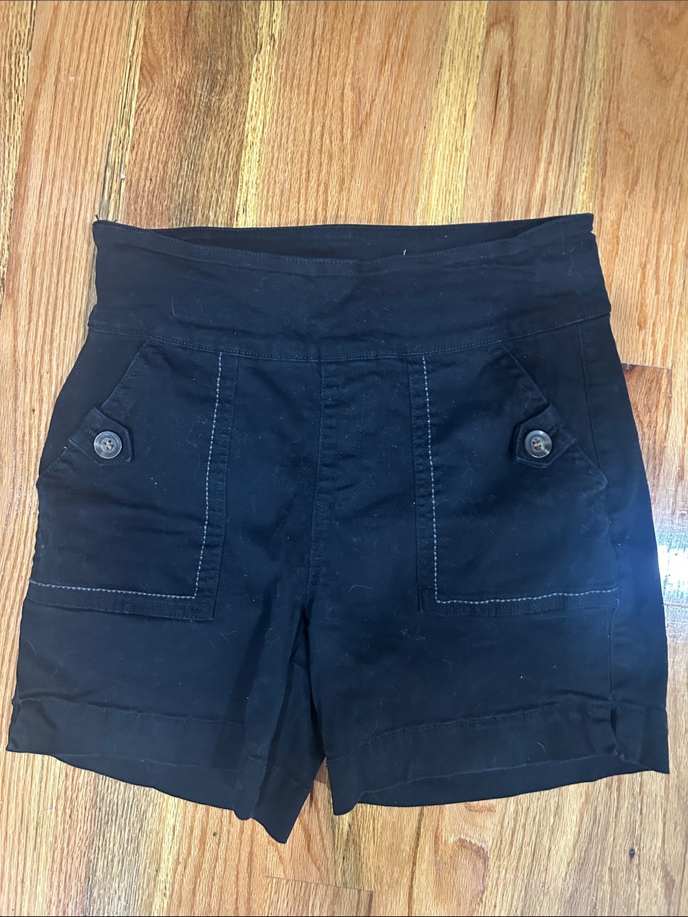 Westbound Black High-Waist Button Pocket Shorts